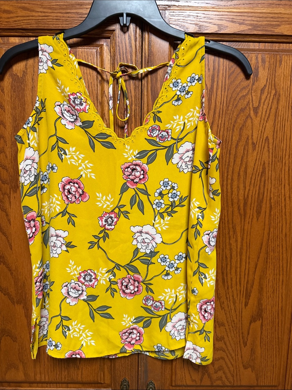 LOFT Mustard Yellow Floral Tie-Back Camisole *NWOT